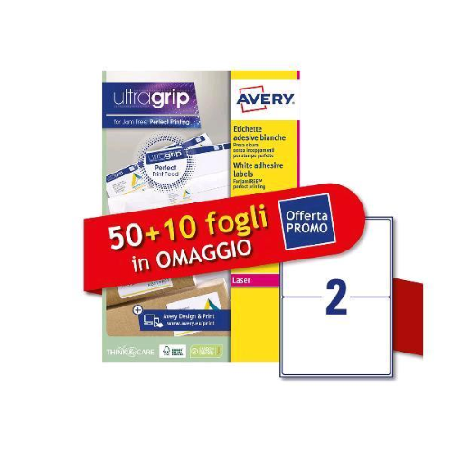 AVERY L7168-60P ETICHETTE ADESIVE STAMPA LASER 199.6X143.5 mm BIANCO CONF 120 Pz.